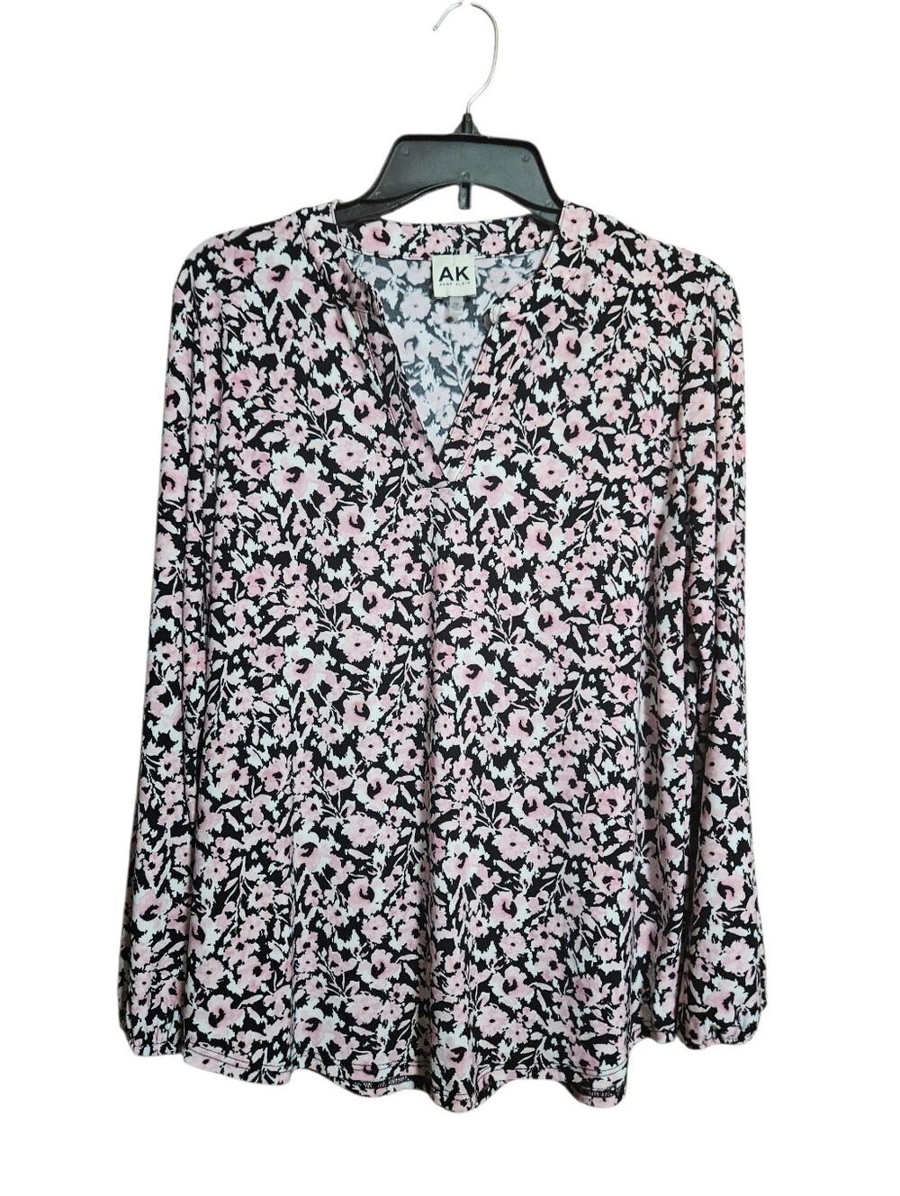 Anne Klein Ditsy Floral V Neck Blouse Long Sleeve Petite Medium!